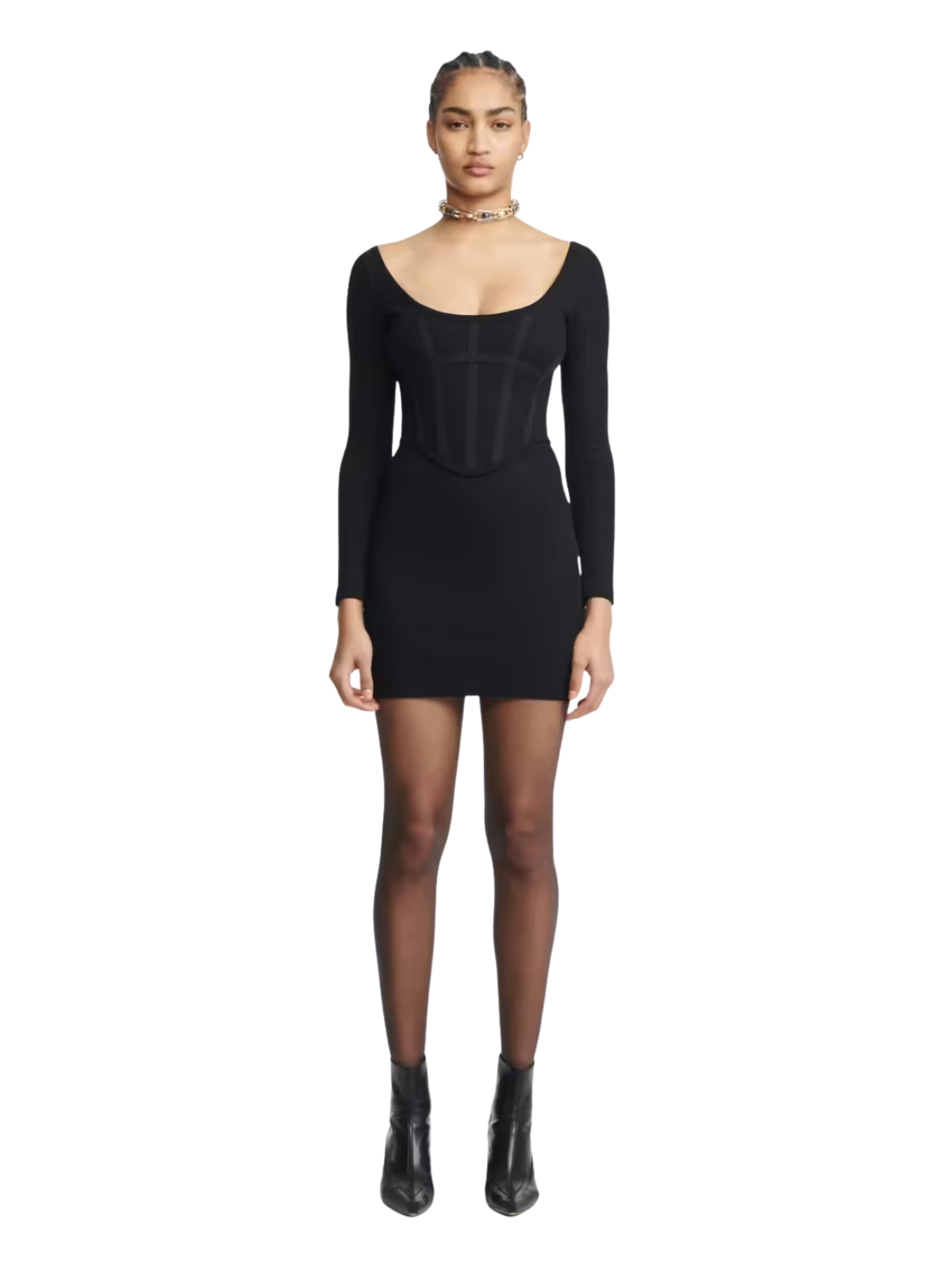 Rib Corset Mini Black