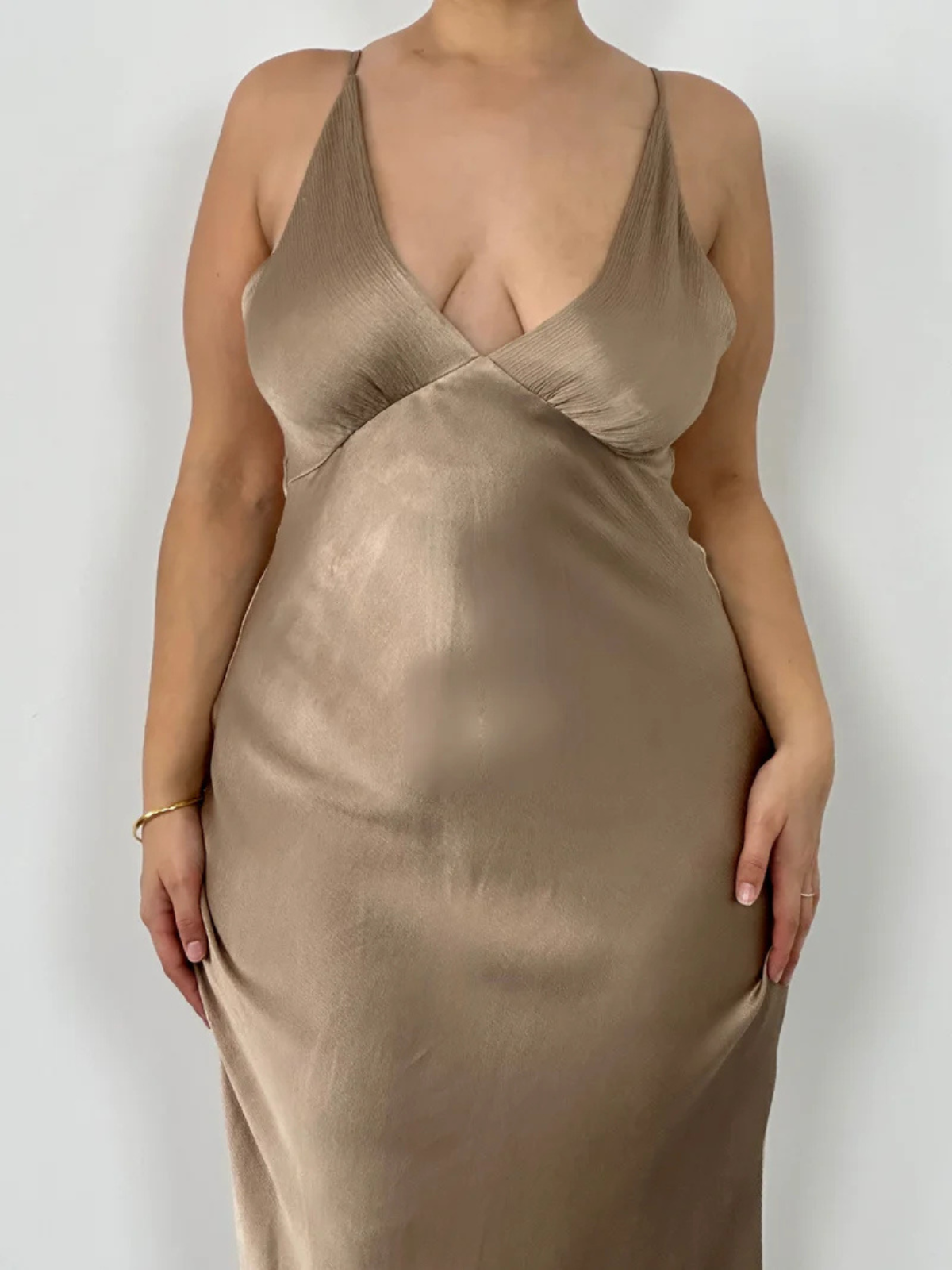 Lorelai V Neck Dress - Gold