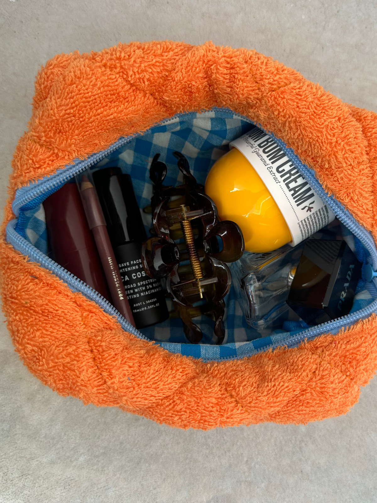 Orange Terry Makeup Bag – Medium