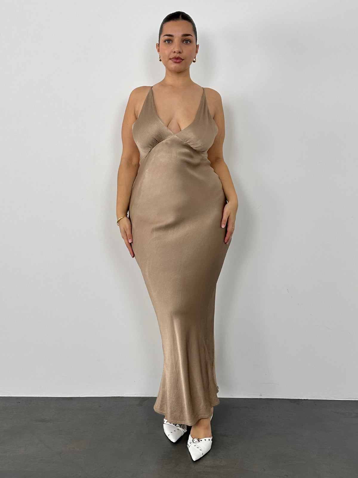 Lorelai V Neck Dress - Gold