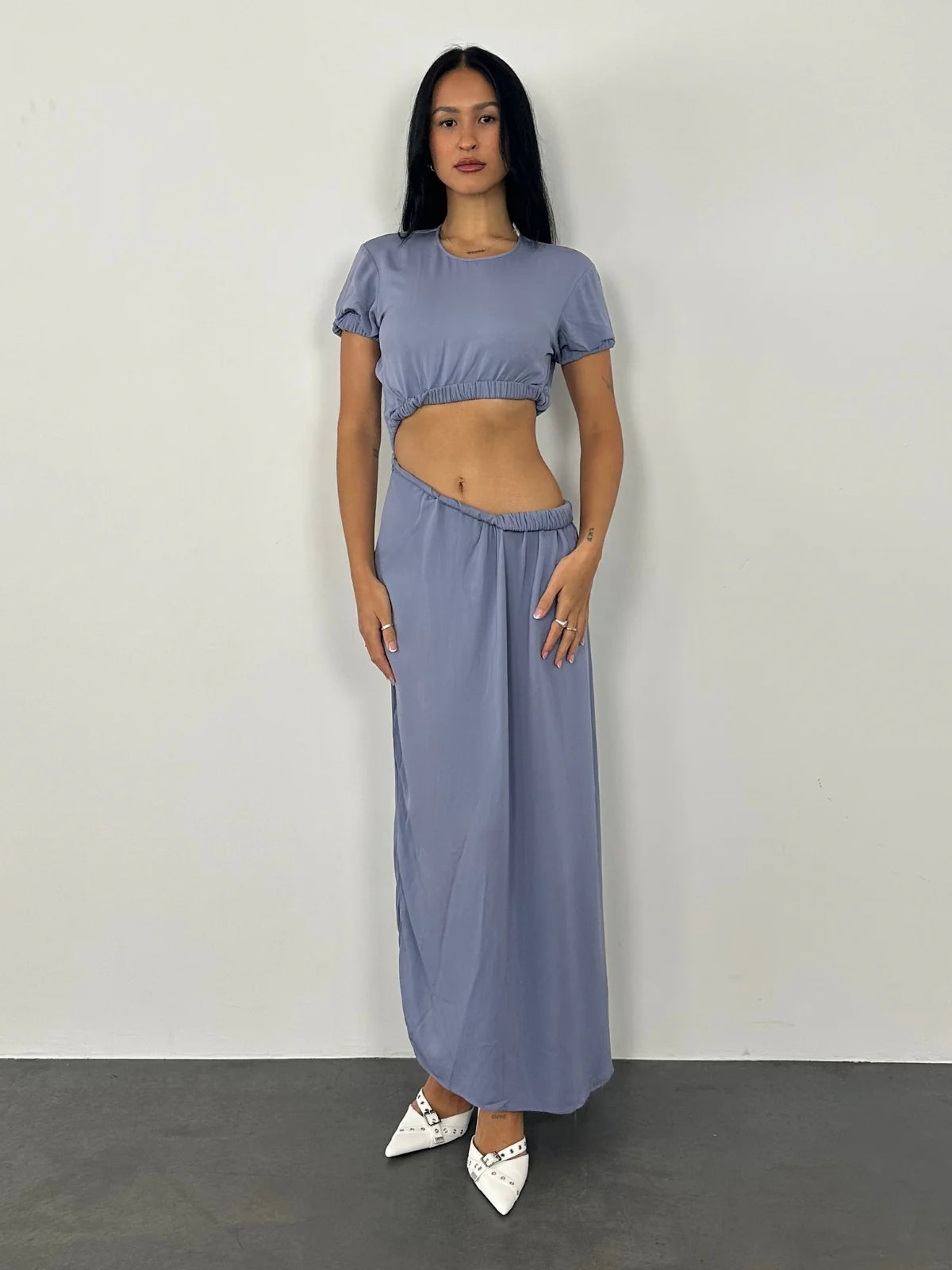 Pique Maxi Dress - Blue