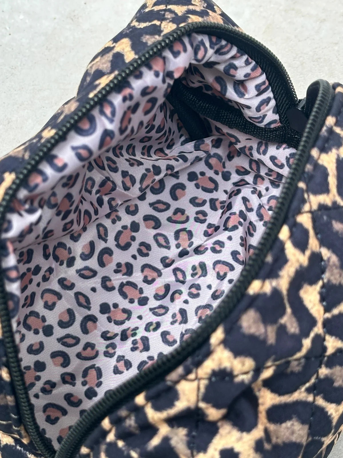 Leopard Quilted Makeup Bag – Medium