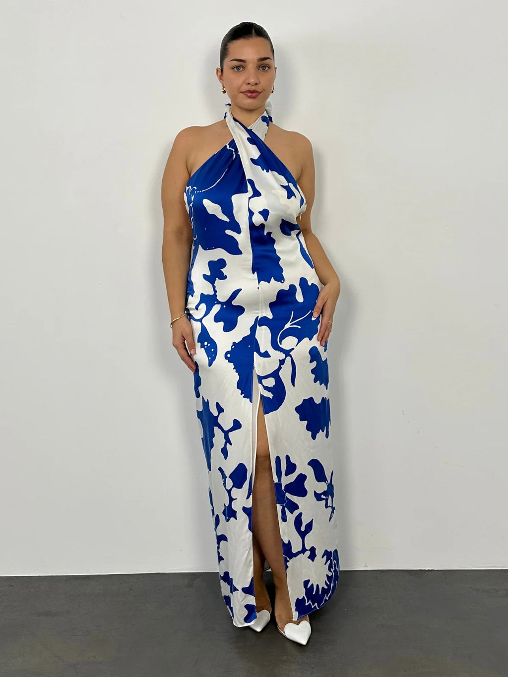 smocked halter midi dress in floral Alice Floral Halter Midi Dress main image 0